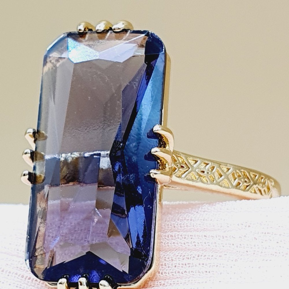 Refine Carved Thin Super Big Zircon Gold Fashion Rings for Women, INDN8462 - Picture 6 of 6